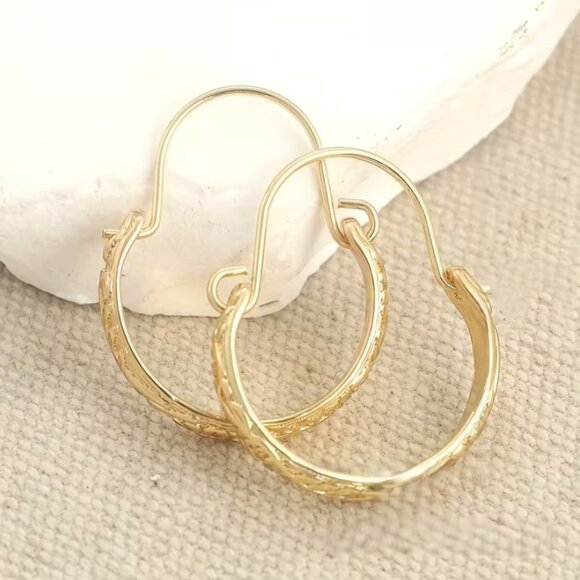 14K Gold Womens Small Hanging Drop Hoop Earrings Ladies New 14 K Silver Jewelry - Picture 3 of 5